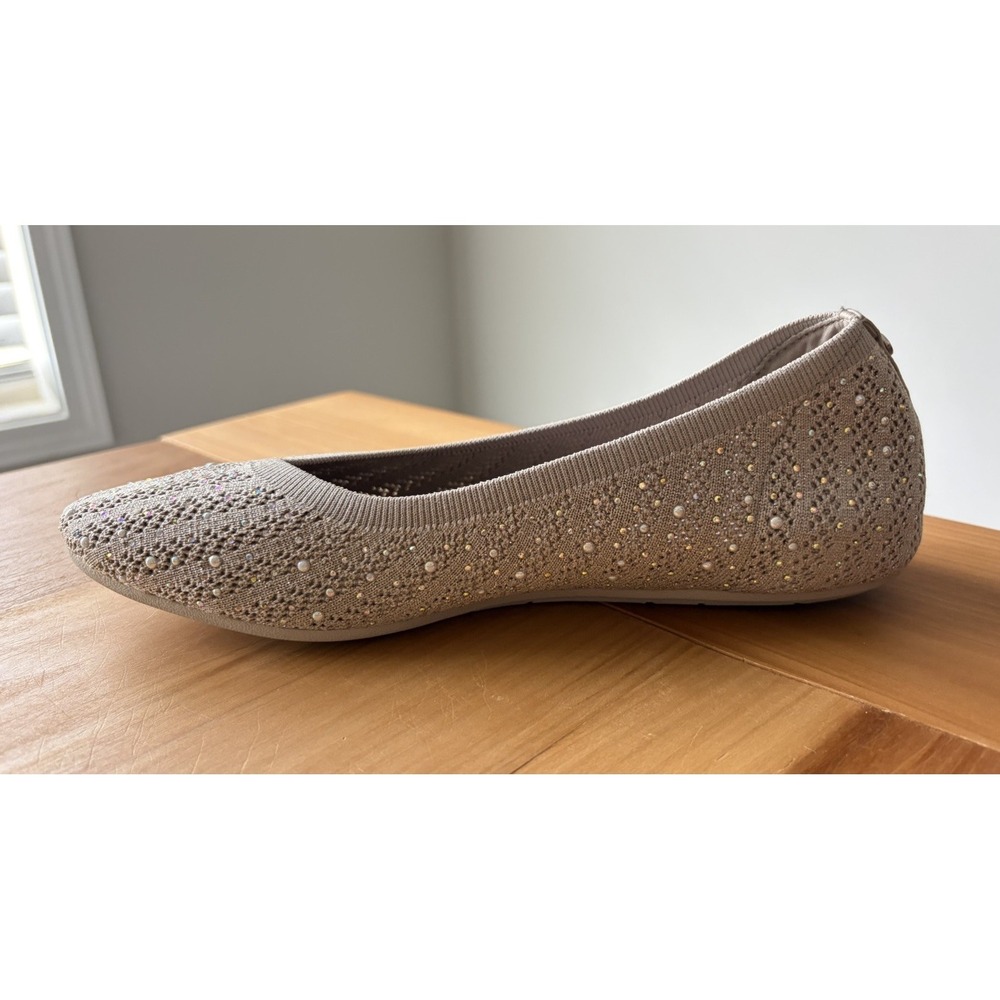 Sketcher Taupe Beige Sparkle Mesh Air Cool Memory Foam Comfort Slip On Size 9.5 - Picture 2 of 10